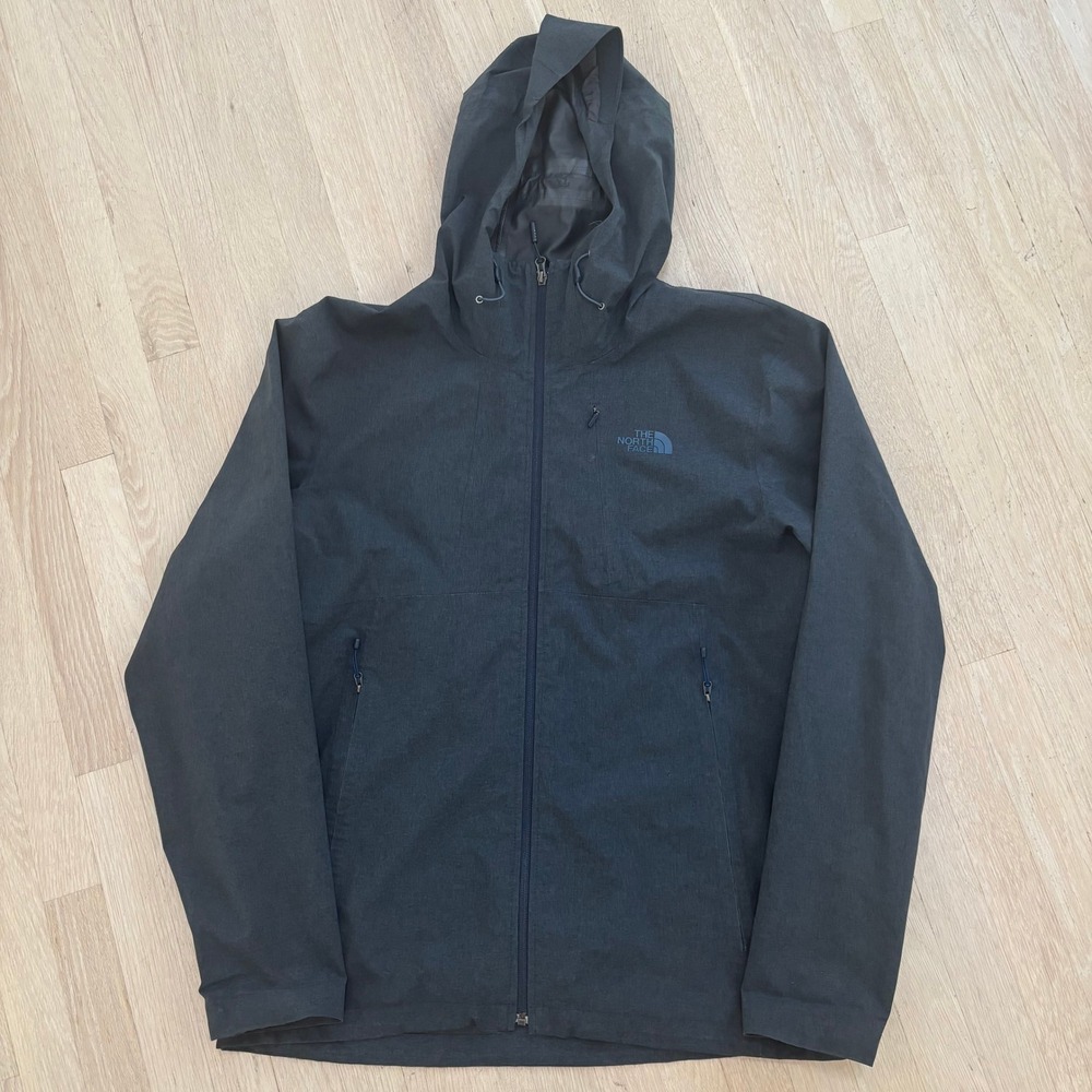 The North Face DryVent Rain Jacket Mens Large Gray Good Snag Hooded Shell